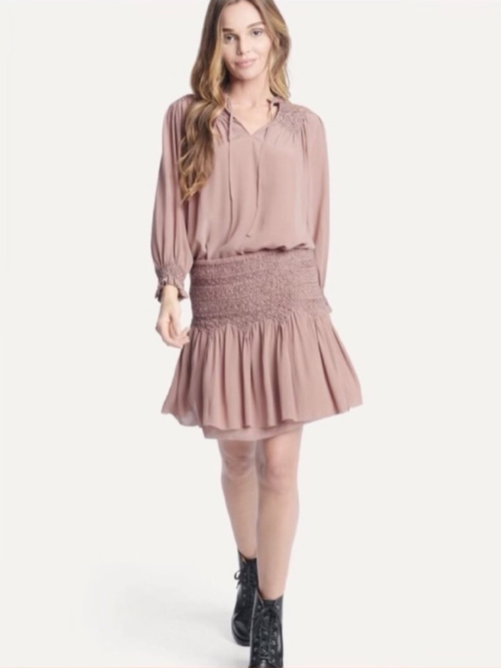 NWT FRYE Cara Smocked Skirt